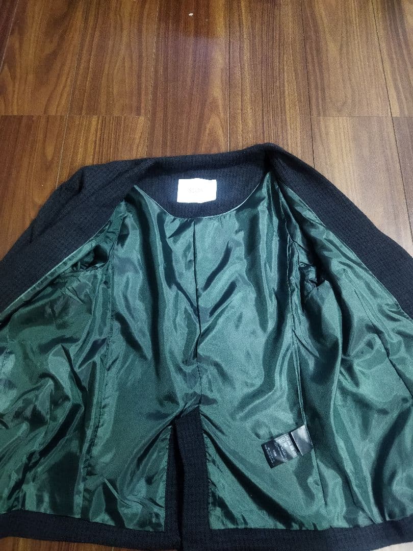 SLOBE IENA ループツイードVネック ジャケット 36 ノーカラー