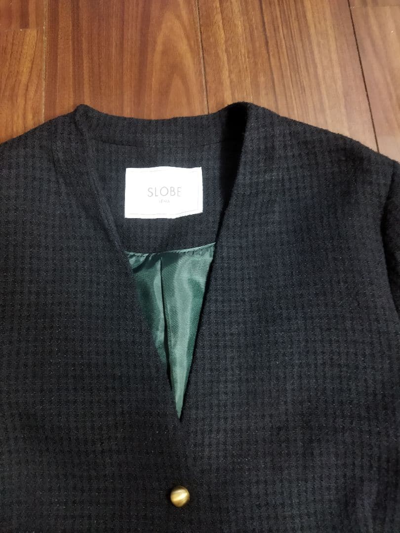 SLOBE IENA ループツイードVネック ジャケット 36 ノーカラー