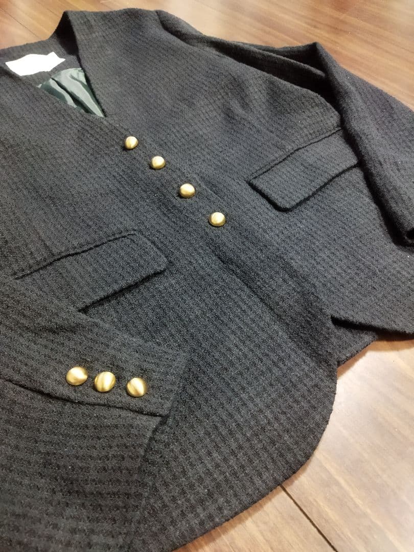 SLOBE IENA ループツイードVネック ジャケット 36 ノーカラー