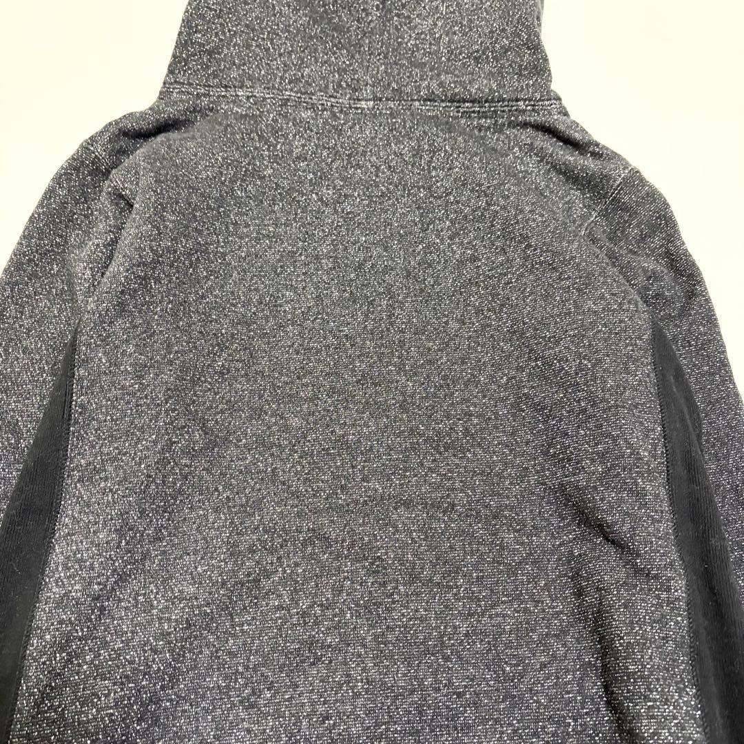 マークアンドロナ　パーカー　ロング　ラメ　グレー　　ブラック　ロゴ　M