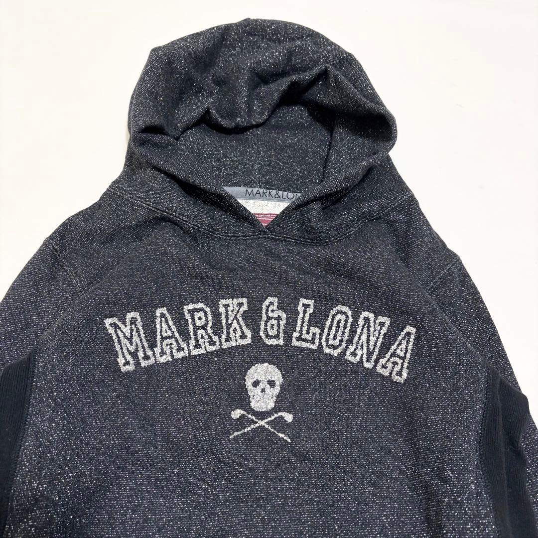 マークアンドロナ　パーカー　ロング　ラメ　グレー　　ブラック　ロゴ　M
