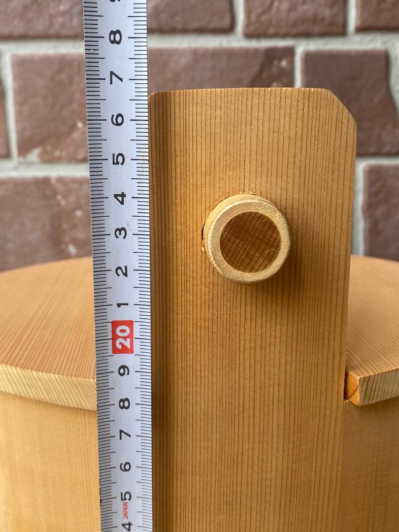 茶道具水張桶　円二造　竹手付　通桶　 水屋道具　露地道具　手桶　木製水指　割蓋