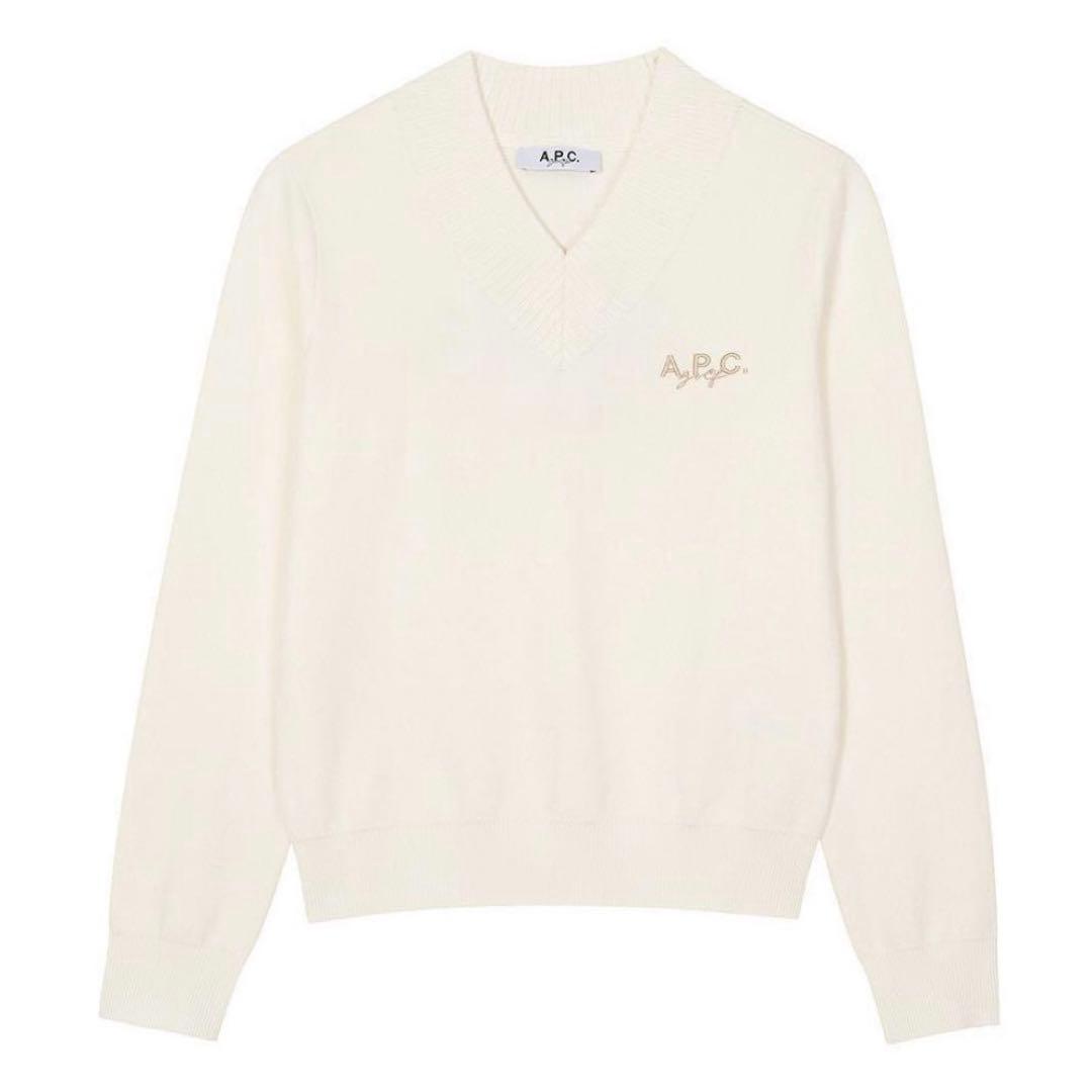 即発送！お値下げ歓迎♡ A.P.C. ホワイト Vネックセーター