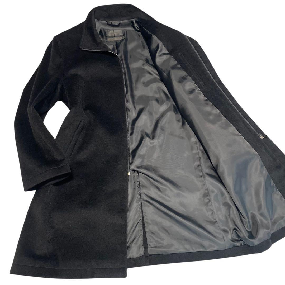 アンゴラ100%【Balestrino】極美品 マキシ丈ロングコート ブラックM