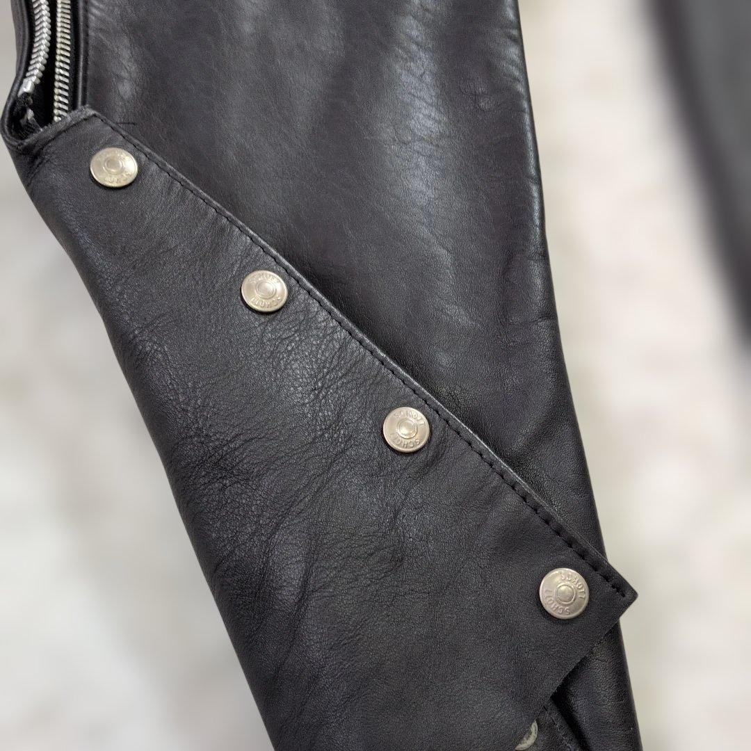 極美品★Schott ショット レザーチャップス USA製 本革 XS バイク黒