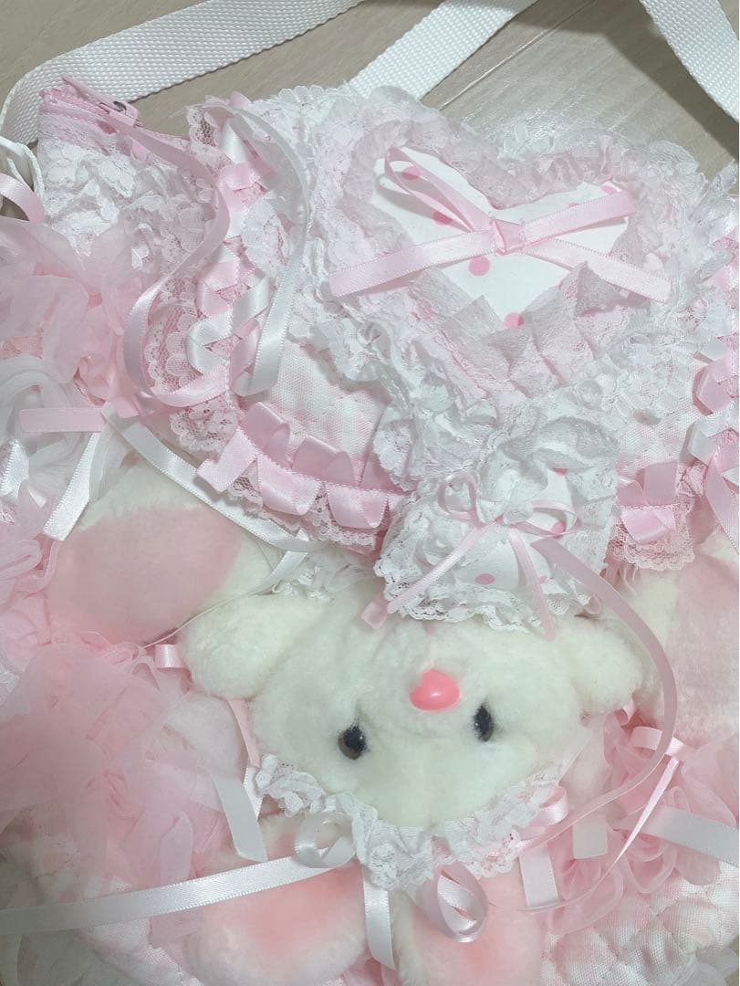 グニフニ♡ドットハートモチーフ ホワイトバニーちゃんショルダーバッグ