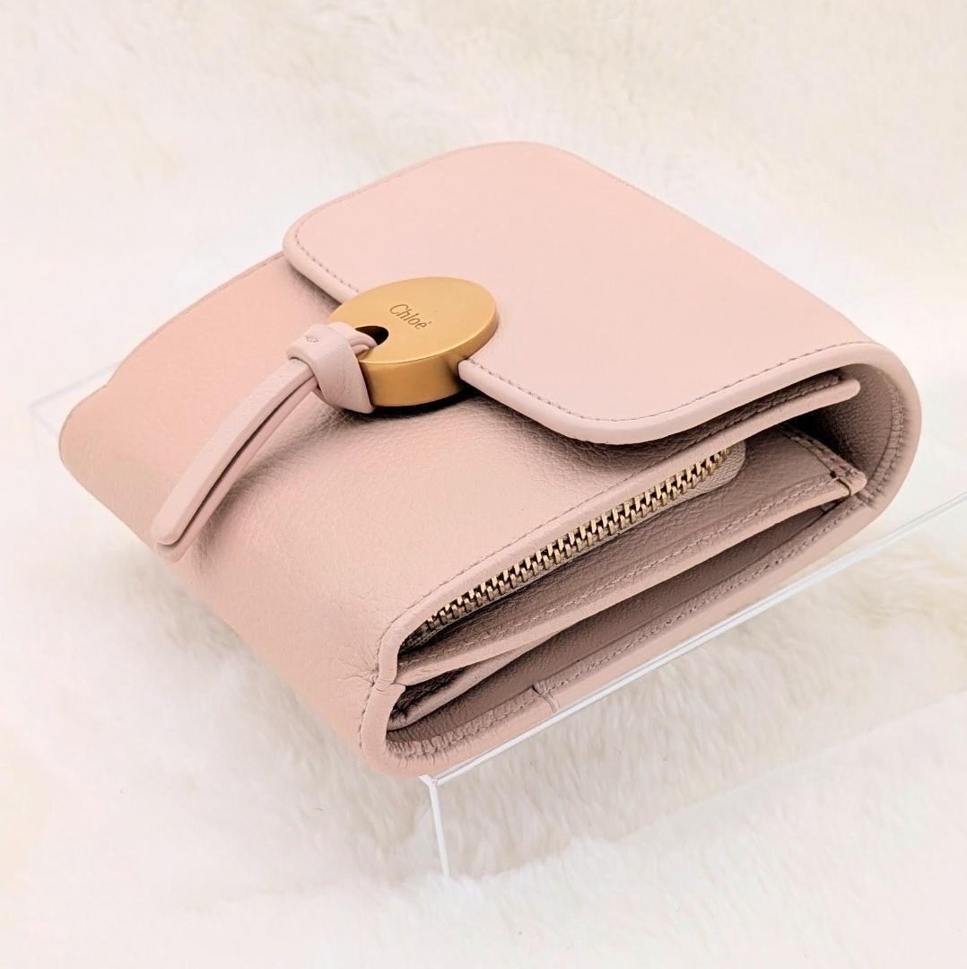 Chloé クロエ 三つ折り財布 コンパクトウォレット　レザー　ピンク