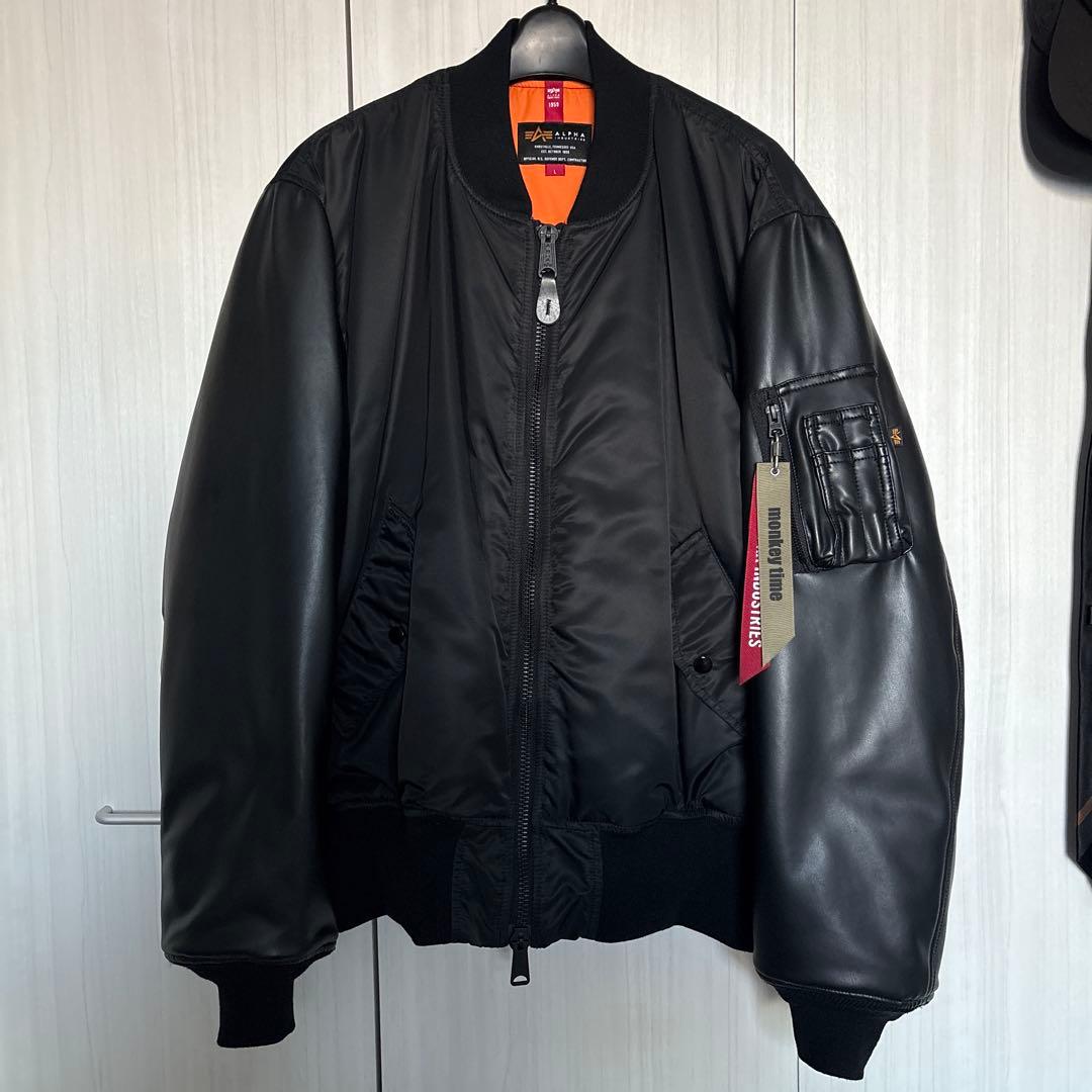 【ALPHA × monkey time】フェイクレザースリーブMA1