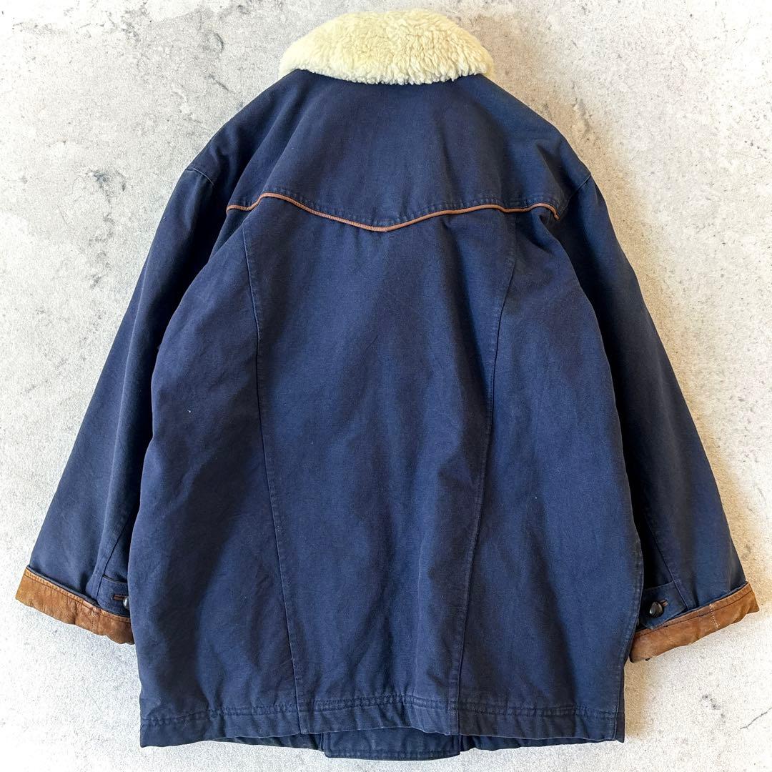 マカフィー グローブトロッター ダック地ムートンボア ハンティングジャケット青_