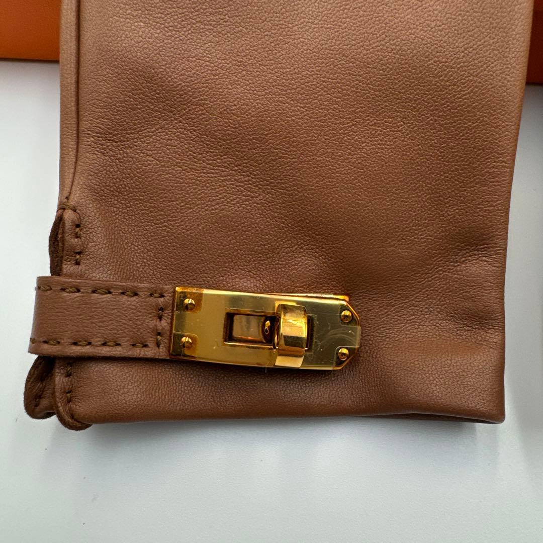 エルメス　 レザー手袋　ブラウン　レディース