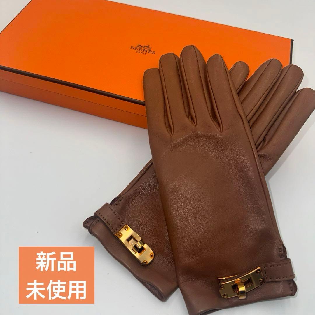 エルメス　 レザー手袋　ブラウン　レディース