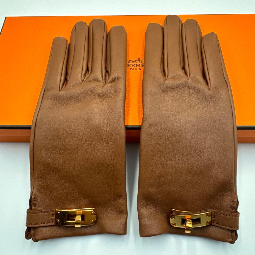 エルメス　 レザー手袋　ブラウン　レディース