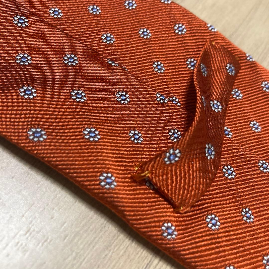 E.MARINELLA マリネッラ ネクタイ オレンジ　花柄 ドット シルク