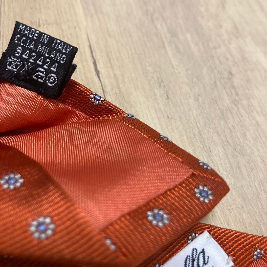 E.MARINELLA マリネッラ ネクタイ オレンジ　花柄 ドット シルク