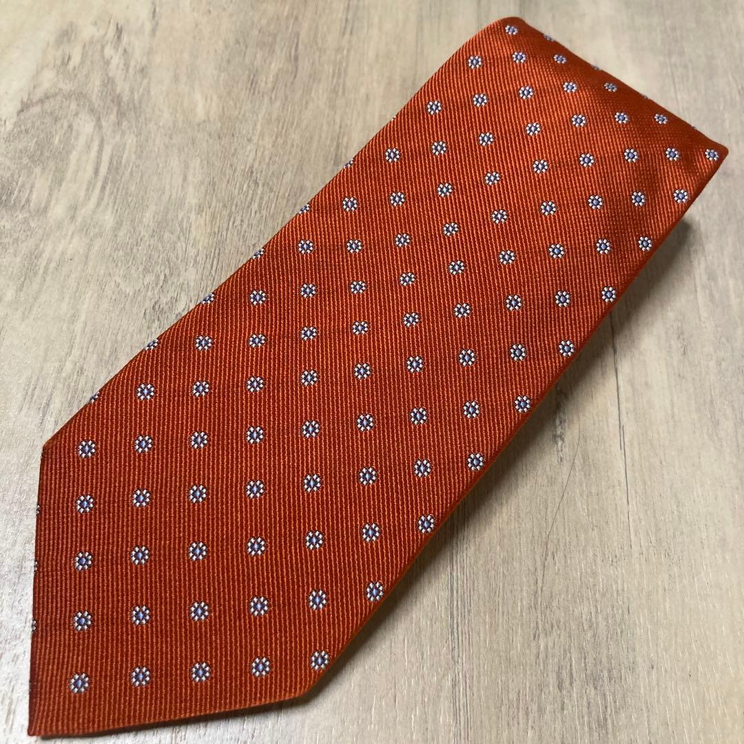 E.MARINELLA マリネッラ ネクタイ オレンジ　花柄 ドット シルク