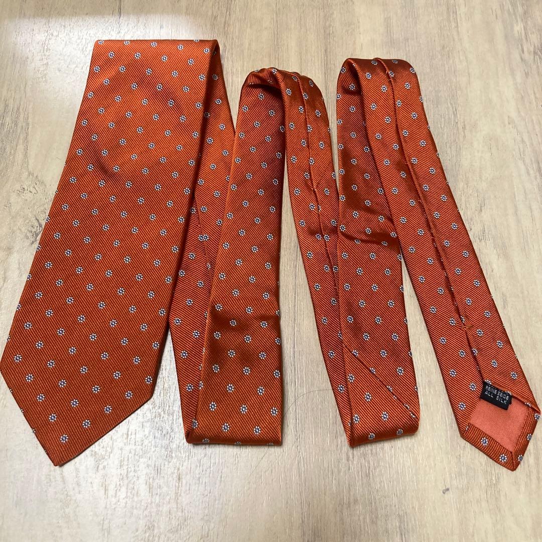 E.MARINELLA マリネッラ ネクタイ オレンジ　花柄 ドット シルク