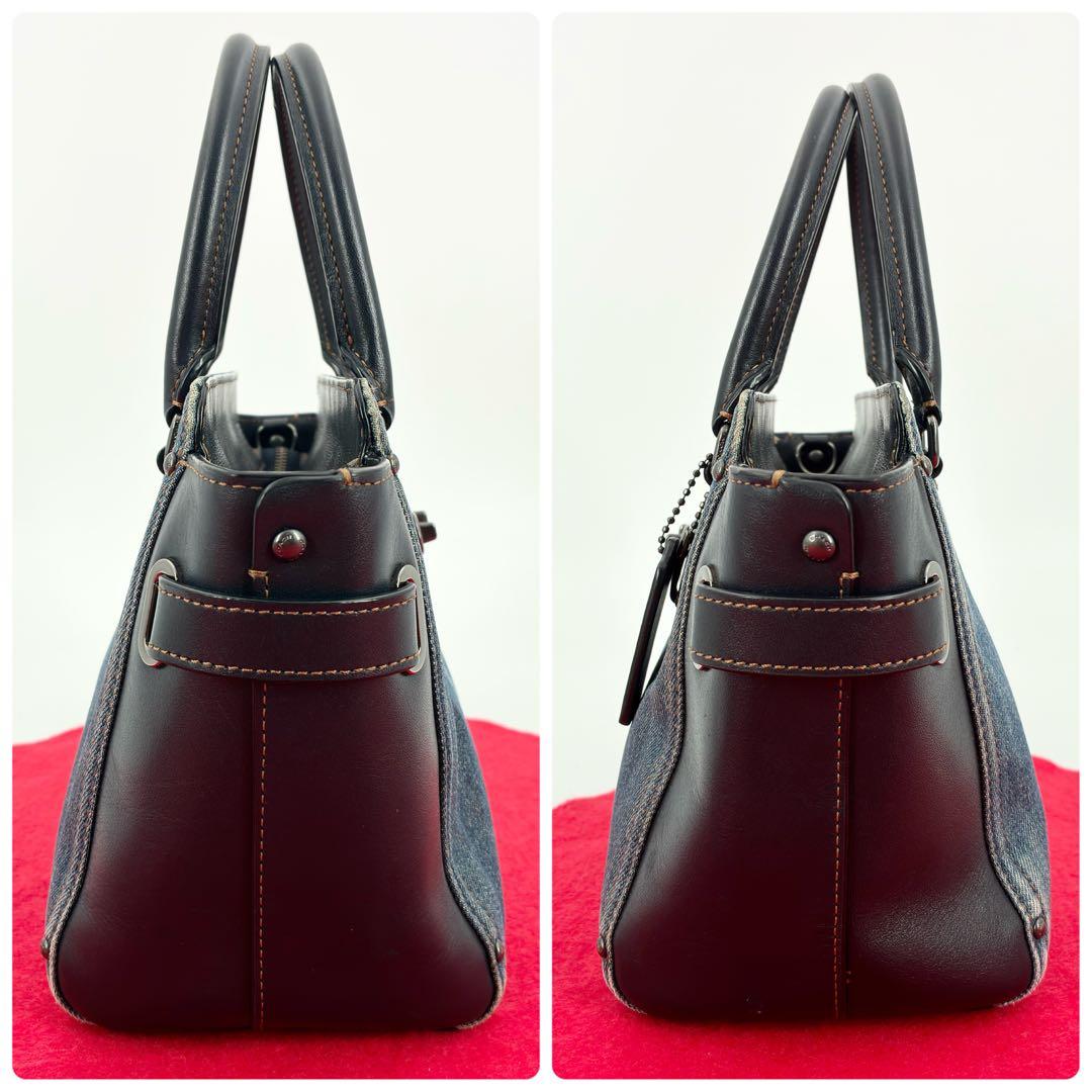 コーチ デニム スワッガー 2way ハンドバッグ ショルダーバッグ 花柄