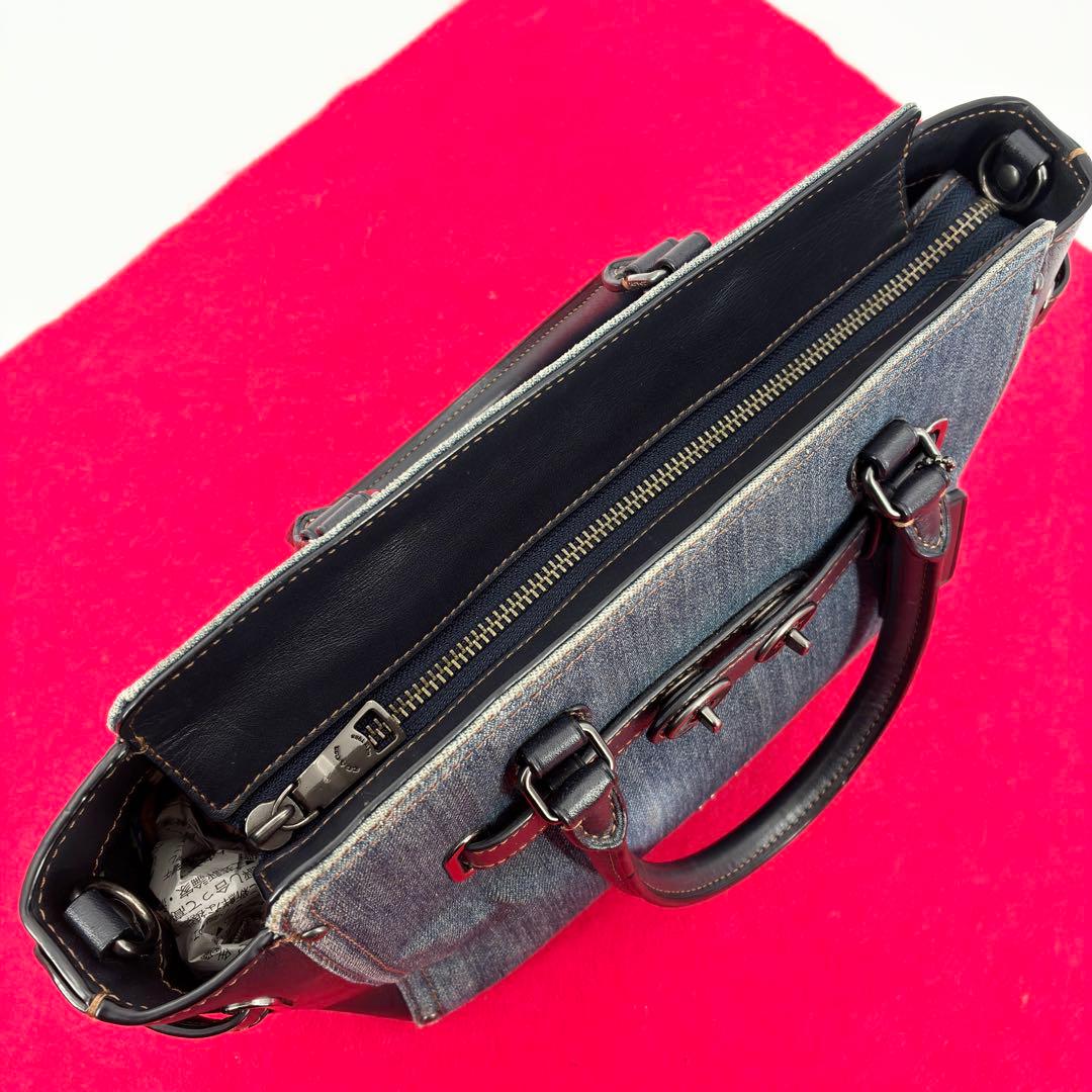コーチ デニム スワッガー 2way ハンドバッグ ショルダーバッグ 花柄