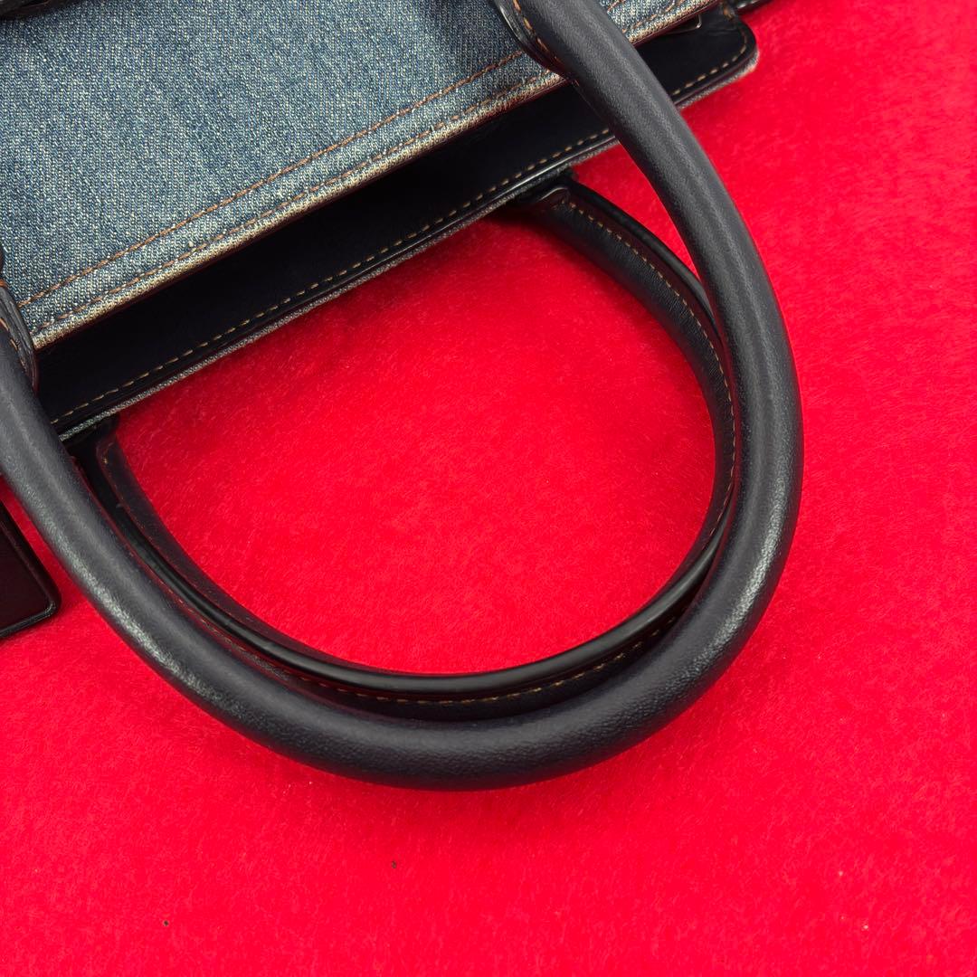 コーチ デニム スワッガー 2way ハンドバッグ ショルダーバッグ 花柄