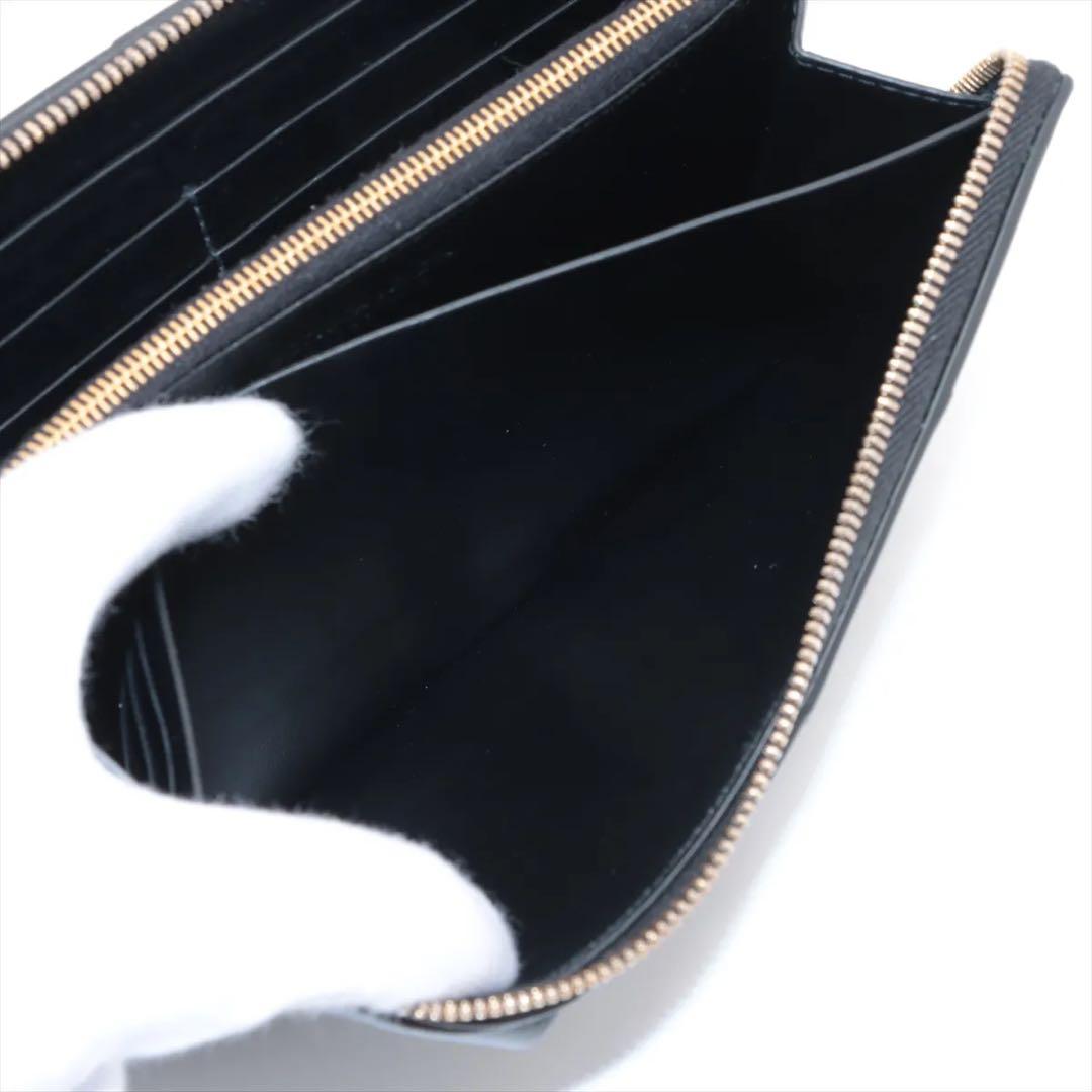 美品 ボッテガヴェネタ マキシイントレチャート ラウンドジップウォレット 黒