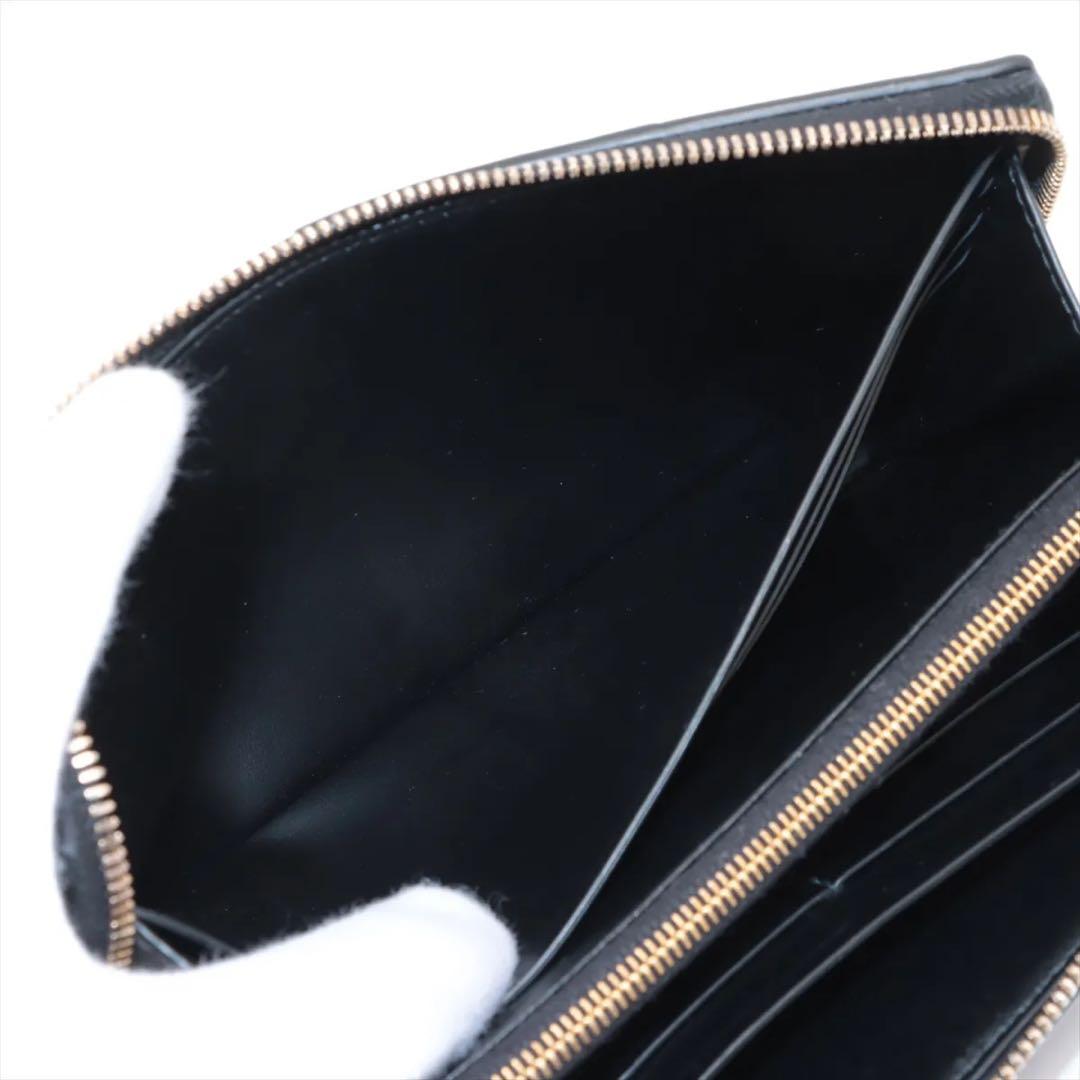 美品 ボッテガヴェネタ マキシイントレチャート ラウンドジップウォレット 黒