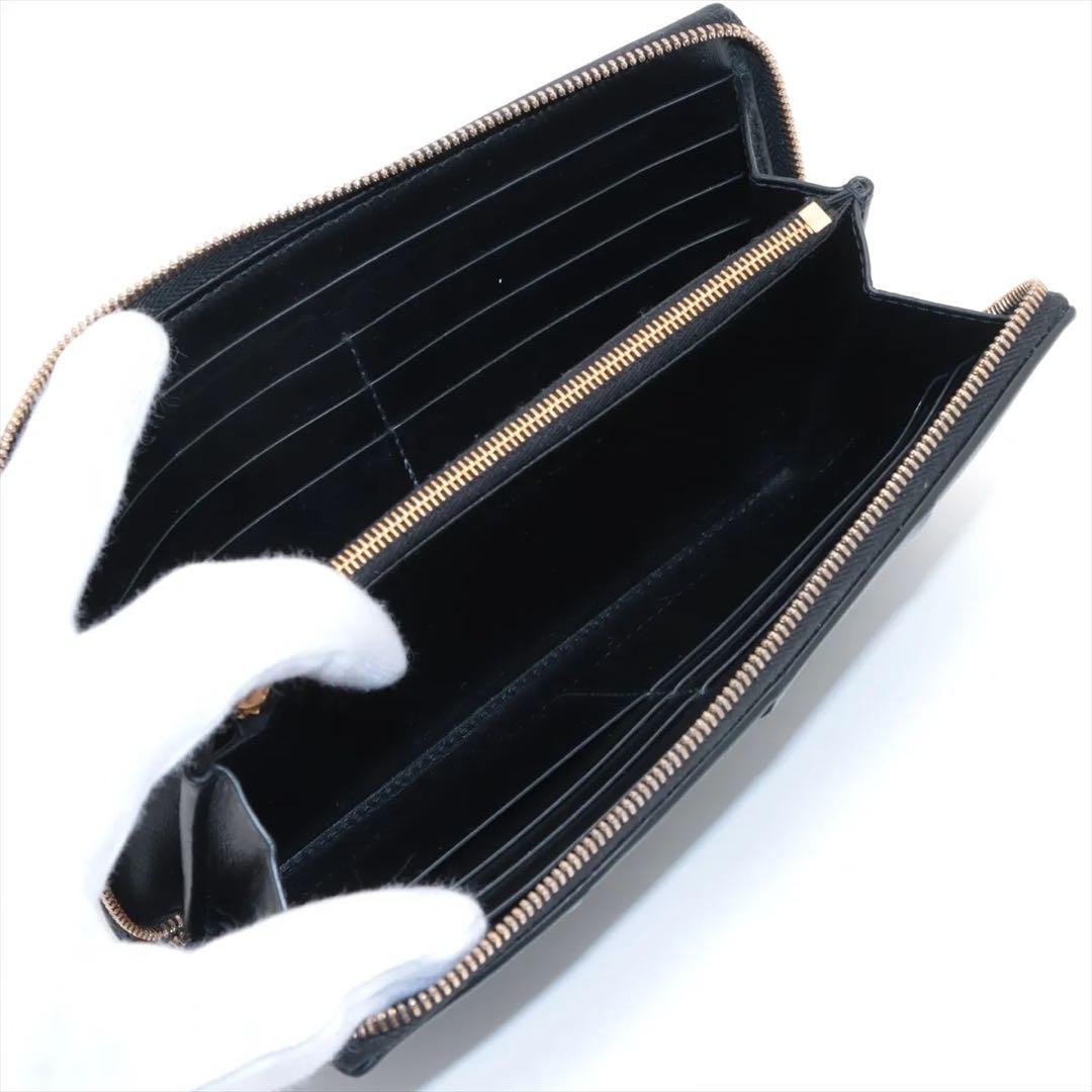 美品 ボッテガヴェネタ マキシイントレチャート ラウンドジップウォレット 黒
