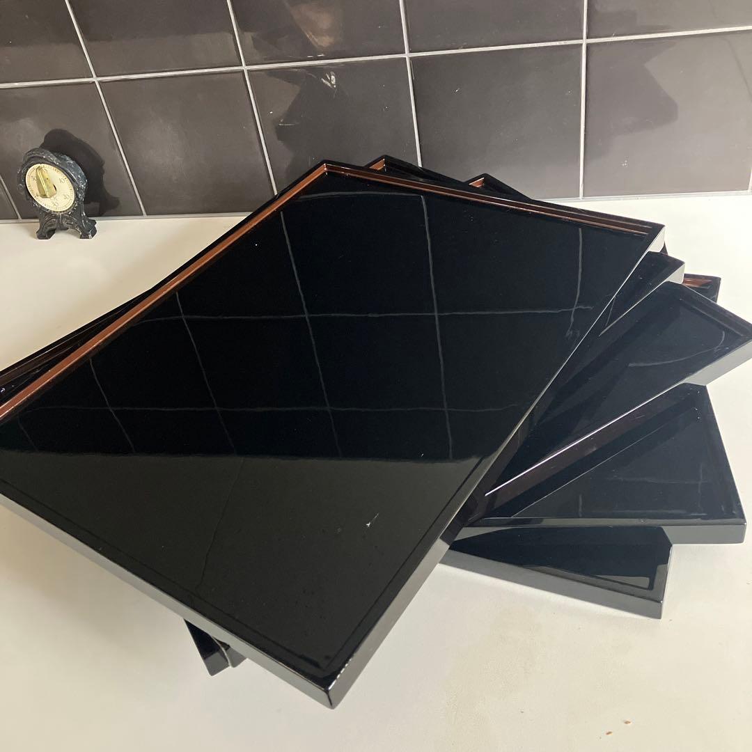 yoshikoさま専用 本漆　角盆　3枚組（黒、赤両面使い）