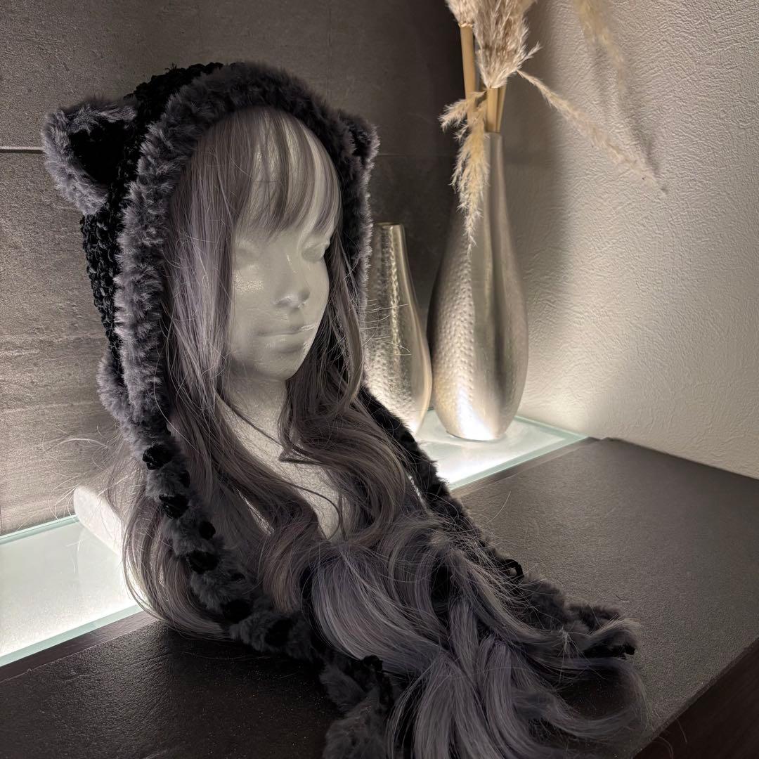 kurag様オーダー　猫耳ニット帽　ボンネット