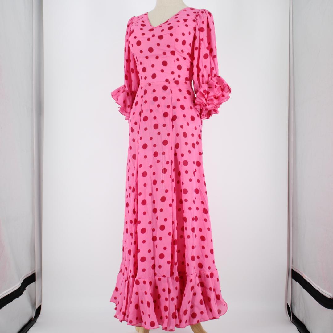 【美品 フラメンコ衣装】ピンク 上下セット セットアップ ツーピース ボランテ