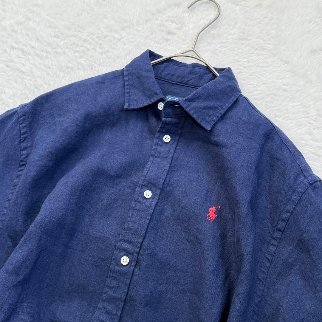 25SS現行/RL+ ポロラルフローレン リネン100 マキシ丈 シャツワンピ