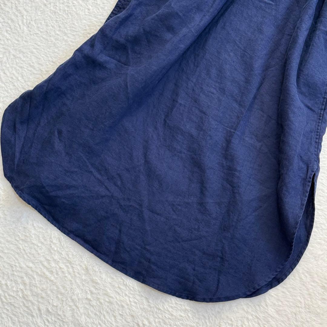 25SS現行/RL+ ポロラルフローレン リネン100 マキシ丈 シャツワンピ