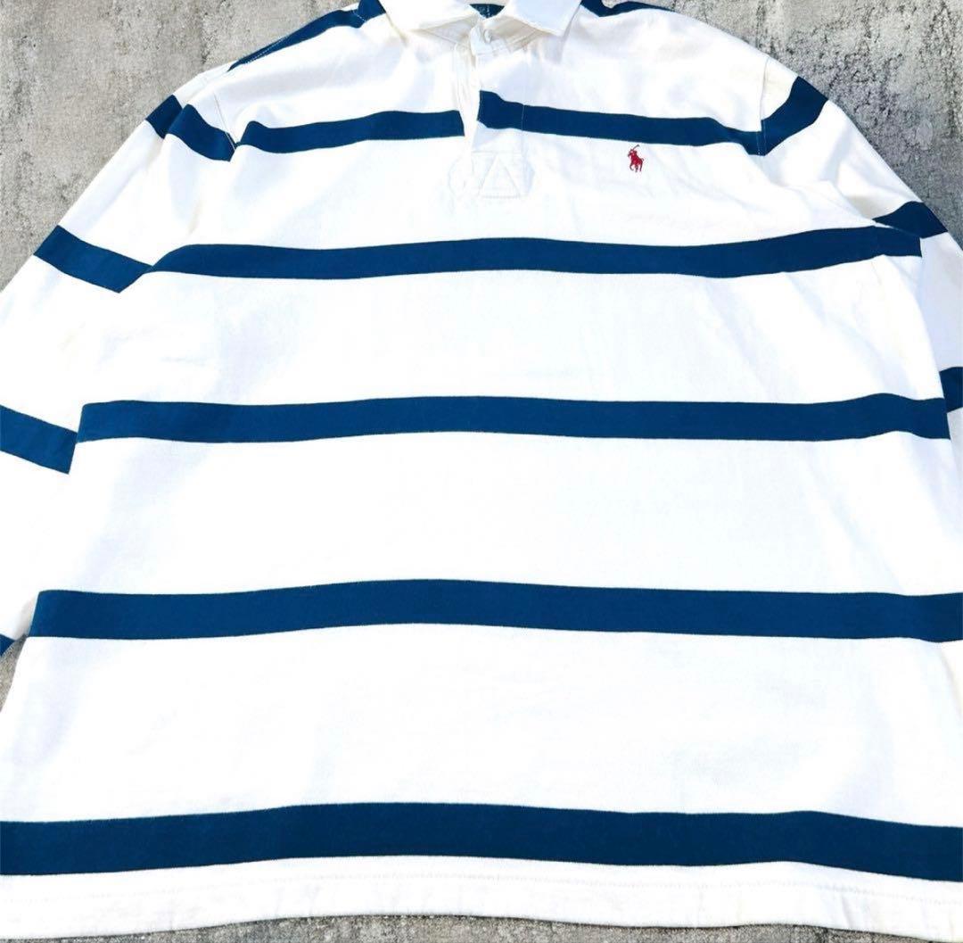 ラルフローレン 常田大希 ラガーシャツ ポニー刺繍 裏起毛 ボーダー XL