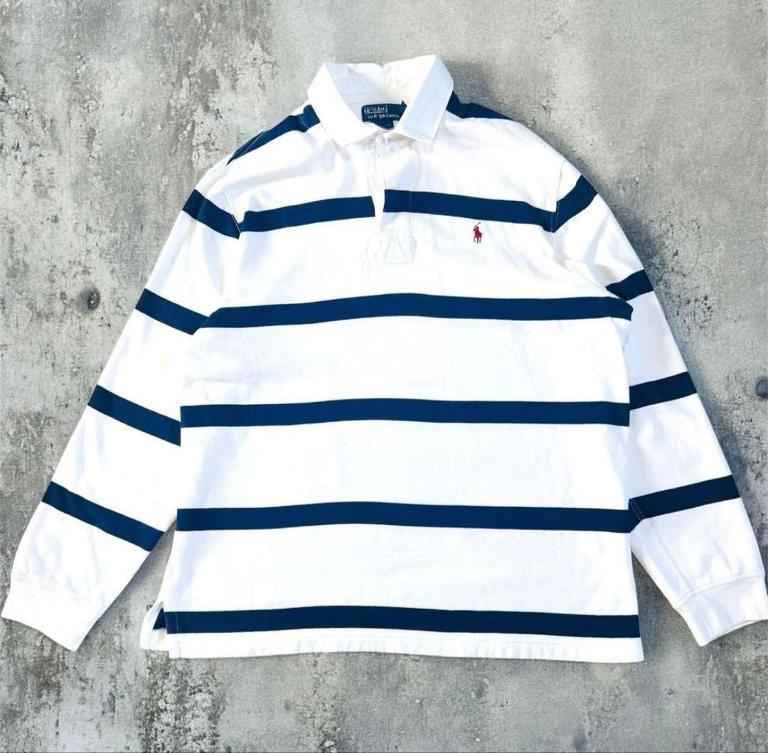 ラルフローレン 常田大希 ラガーシャツ ポニー刺繍 裏起毛 ボーダー XL