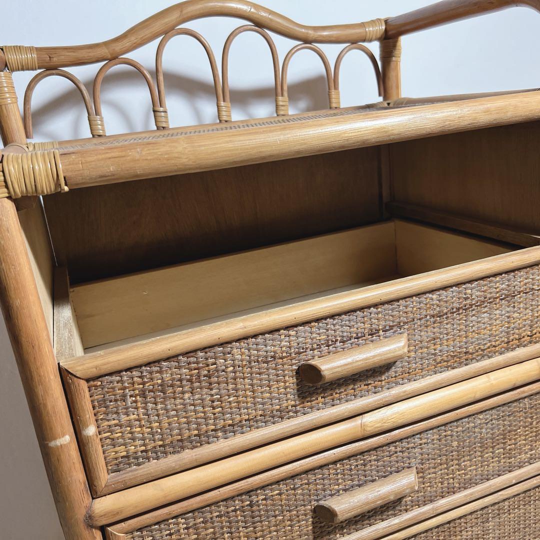 レトロ✨ラタン5段チェスト籐タンス　掃除済