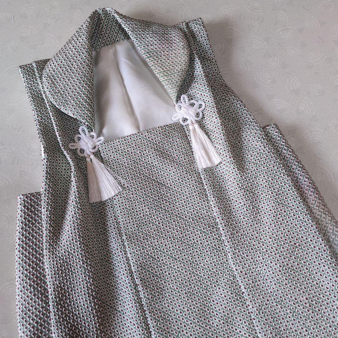 七五三３歳男の子着物と正絹総絞りの被布（中綿無し）ペパーミントグリー