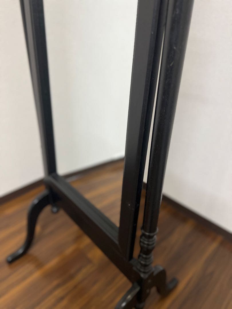 黒の全身鏡 スタンドミラー 高さ164cm ダークブラウン 中古