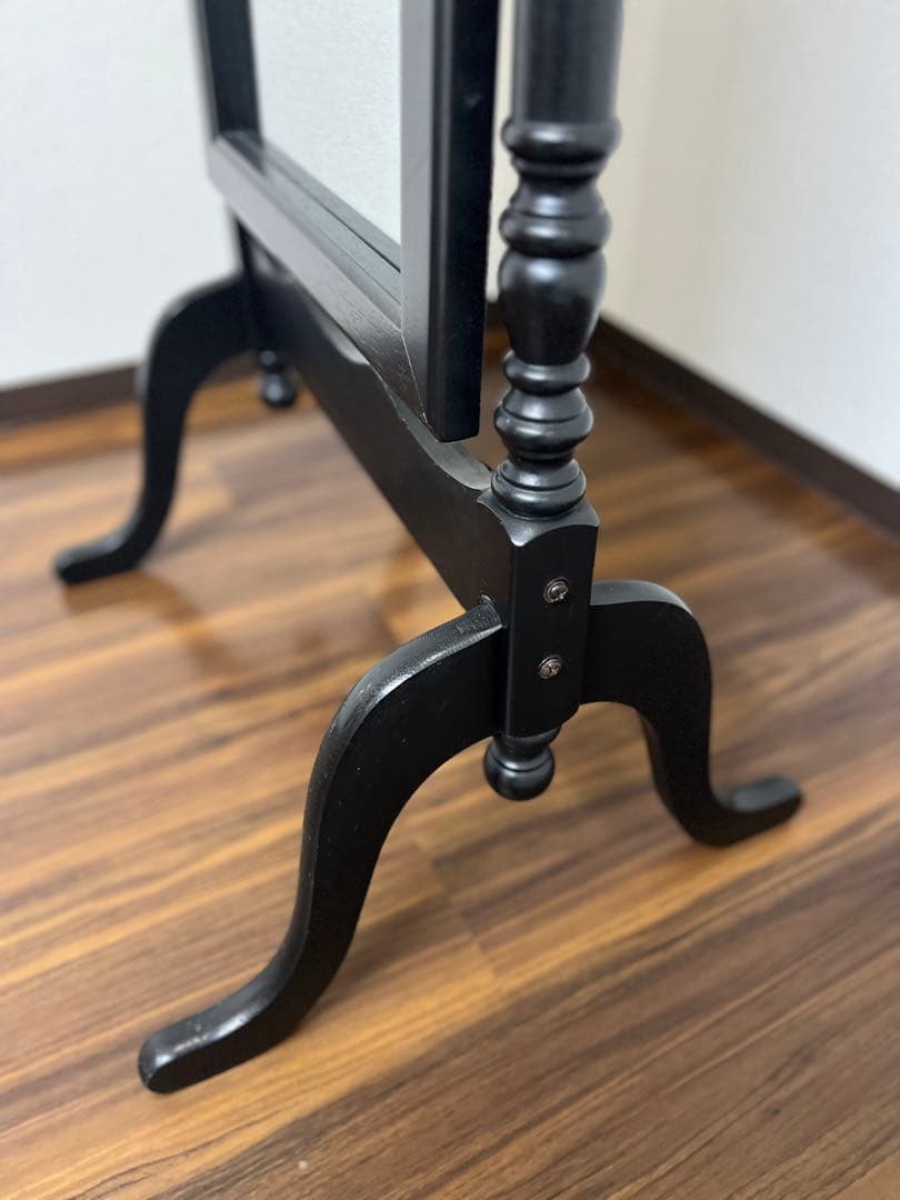 黒の全身鏡 スタンドミラー 高さ164cm ダークブラウン 中古