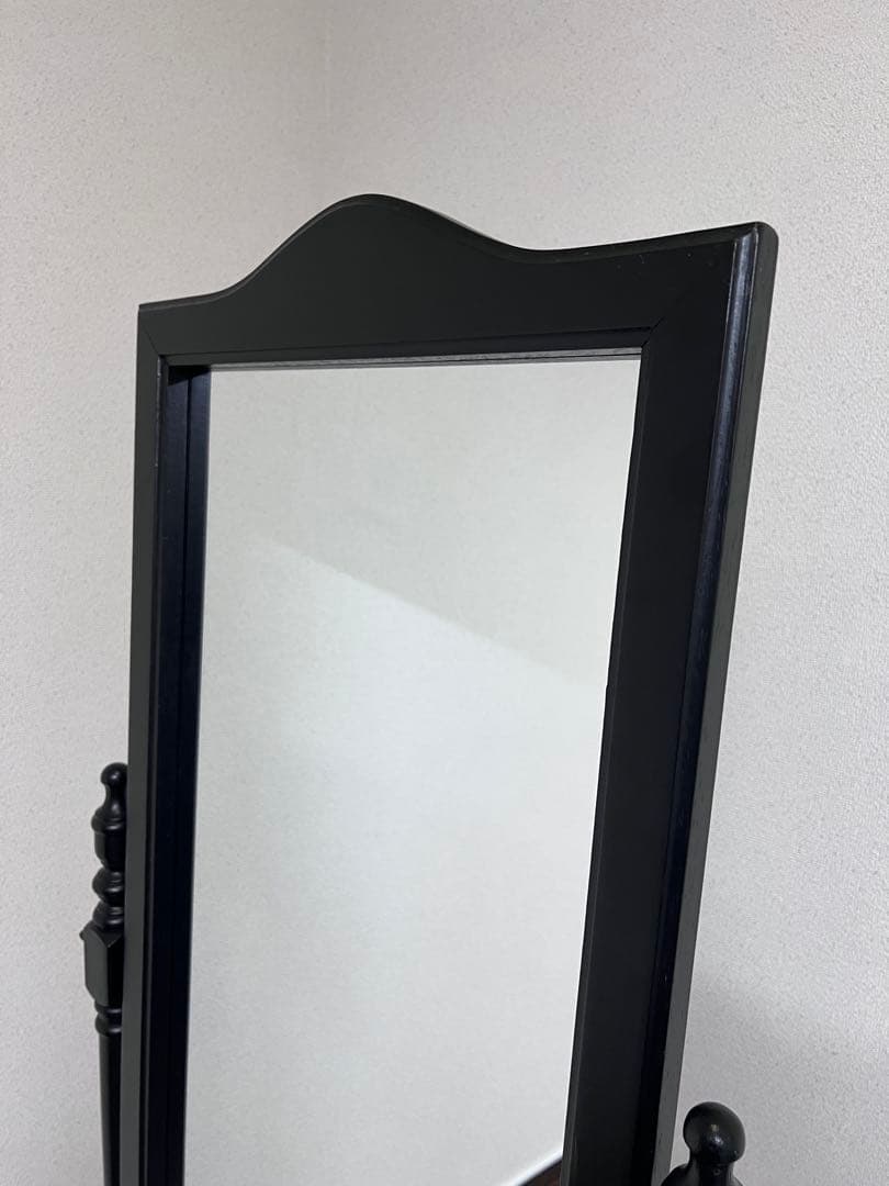 黒の全身鏡 スタンドミラー 高さ164cm ダークブラウン 中古