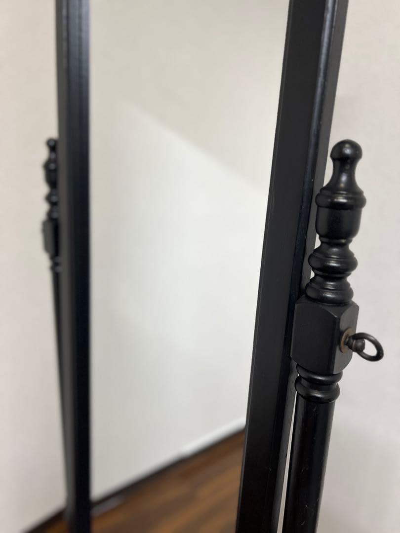 黒の全身鏡 スタンドミラー 高さ164cm ダークブラウン 中古