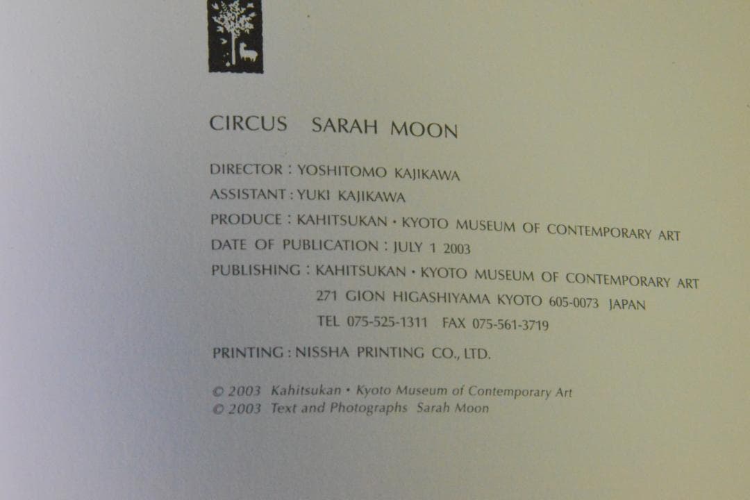 【Sarah Moon：Circus】サラ・ムーン写真集　未読品