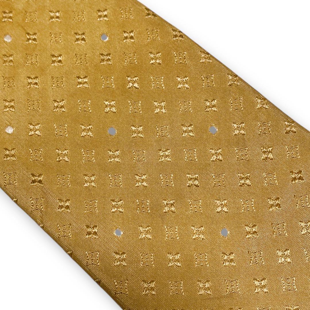 ルイヴィトン イタリア製 モノグラム総柄 シルク100% ネクタイ ベージュ系
