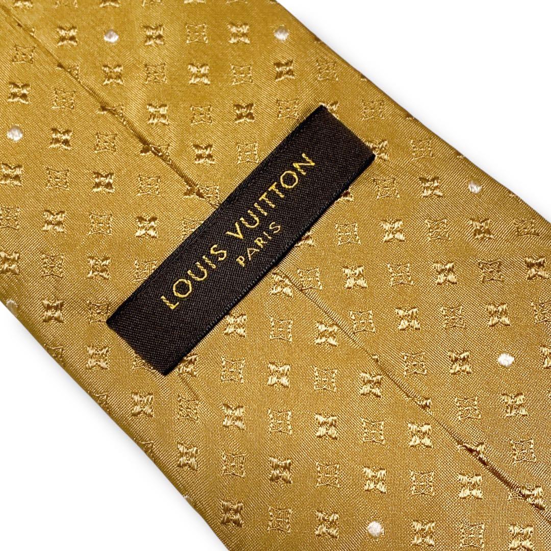 ルイヴィトン イタリア製 モノグラム総柄 シルク100% ネクタイ ベージュ系