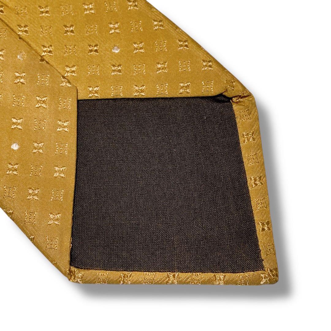 ルイヴィトン イタリア製 モノグラム総柄 シルク100% ネクタイ ベージュ系