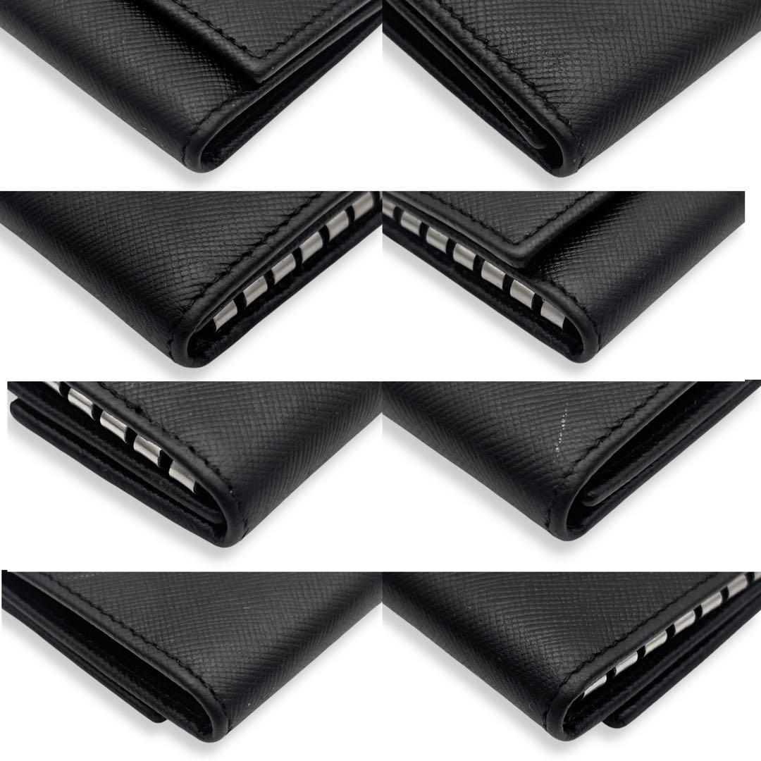 【美品】プラダ　サフィアーノ　三角プレート　キーケース　黒　ブラック　882