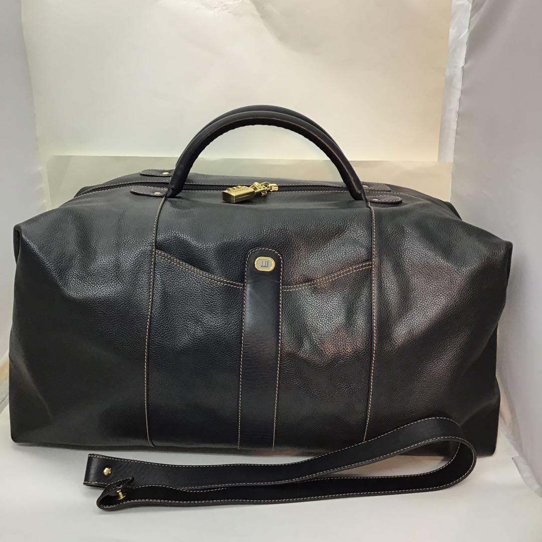 ‼️ダンヒルdunhill‼️ブラック レザー　2wayショルダー付きボストンバッグ