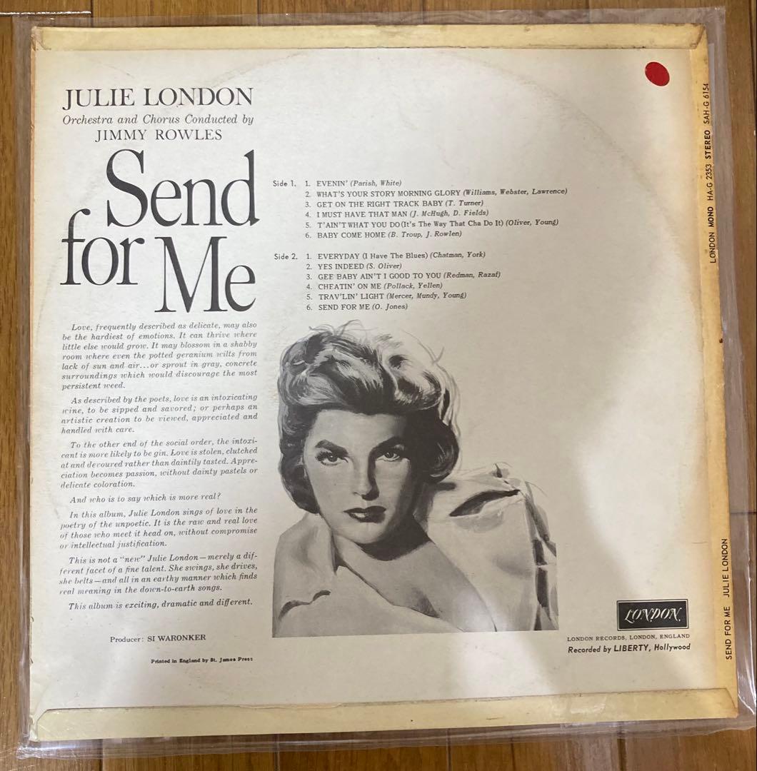稀少UKオリジナル最初回Send For Me Julie Londonレコード