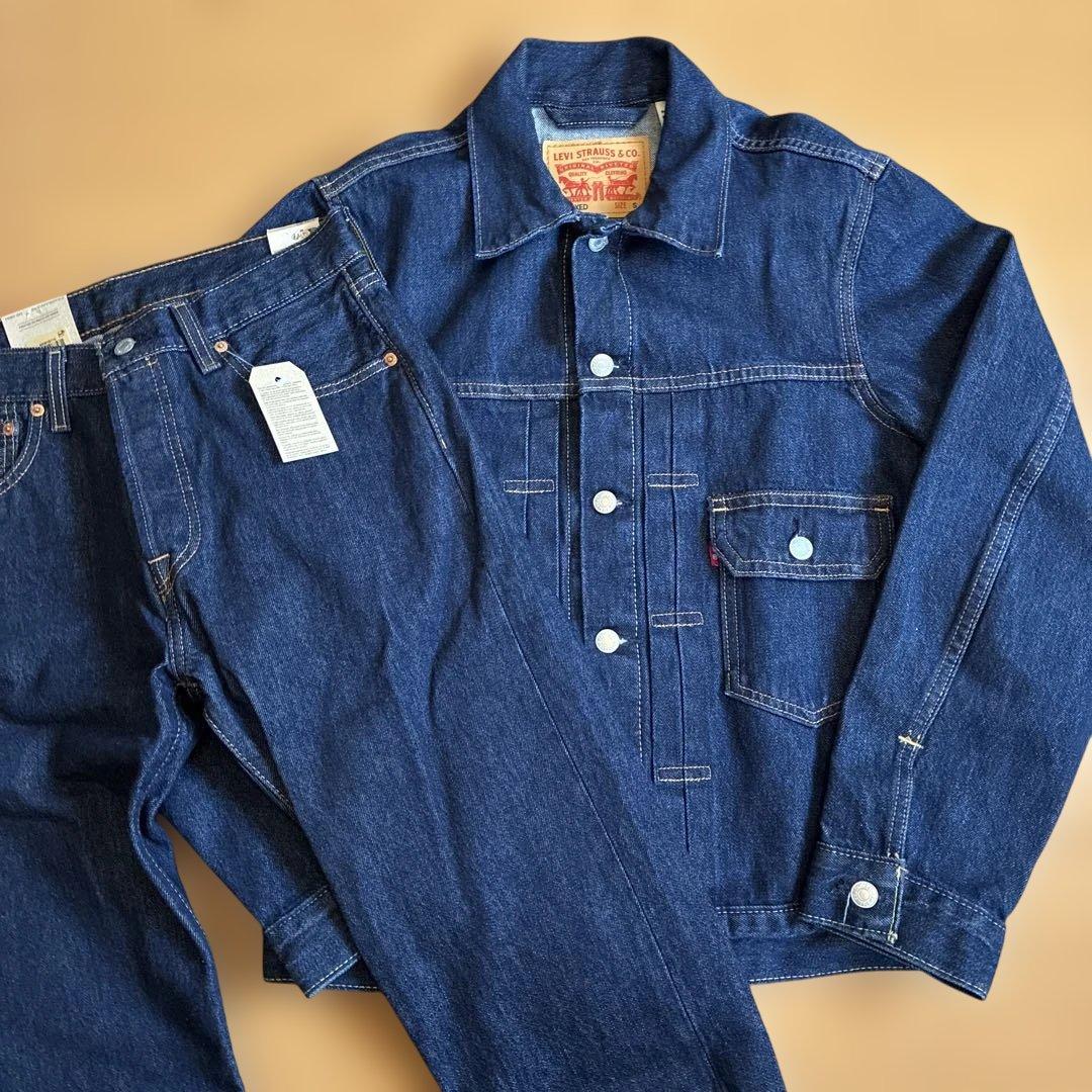リーバイス 濃紺デニムセットアップ 2nd トラッカージャケット 501 W32
