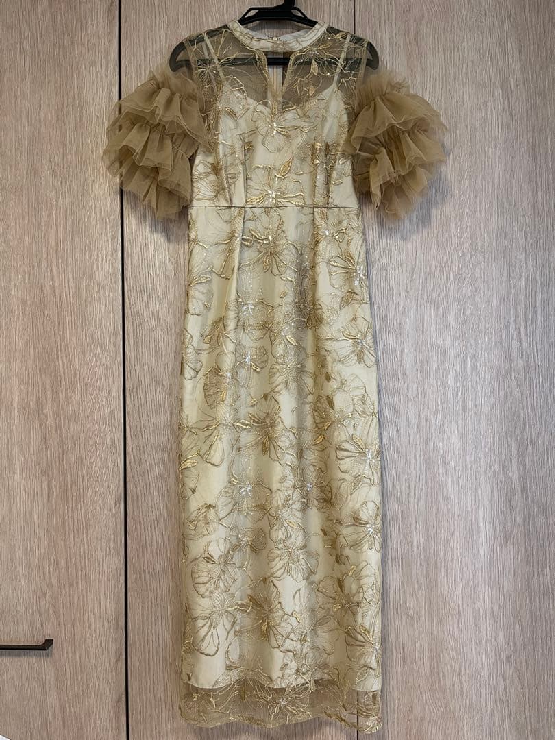 【ANDRESD, niana】スパンコール刺繍レースドレス S