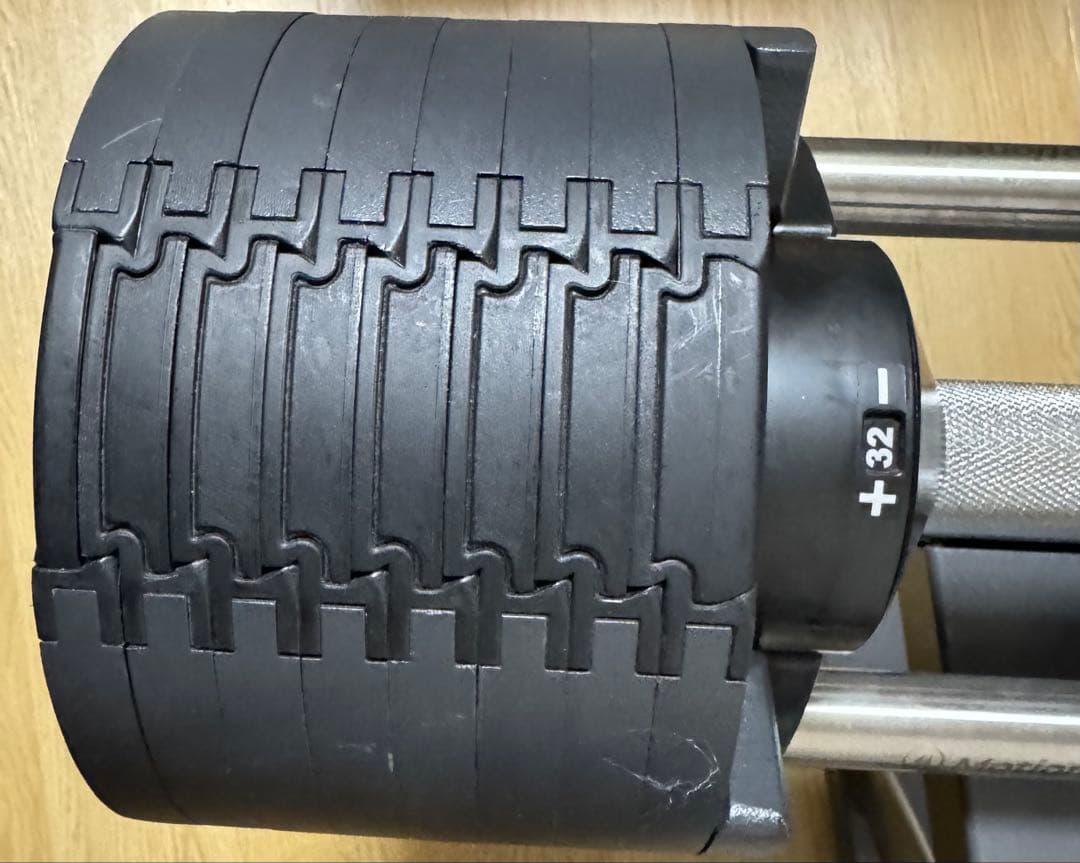 セット3/3フレックスベル可変式ダンベル32kg×2個 2kg刻み&専用スタンド