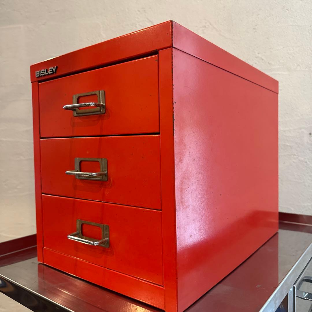 BISLEY BASIC スチールキャビネット 3段 レッド